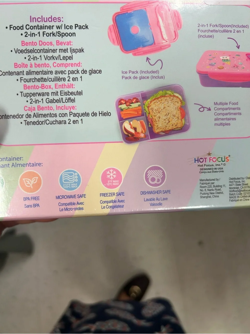 Kids Pink Fairy bento box with Utensil Set